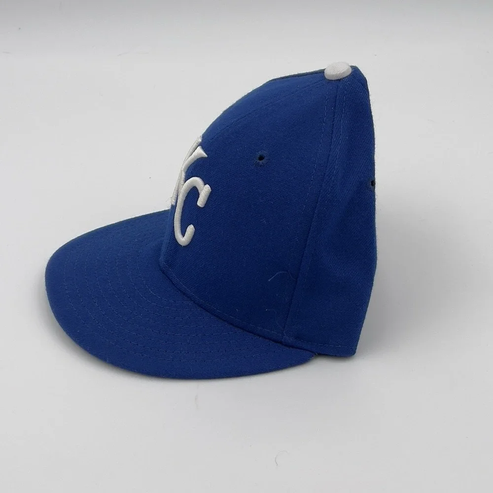 New Era Kansas City Royals Fitted Hat Blue MLB Baseball Cap Size 7 1/4